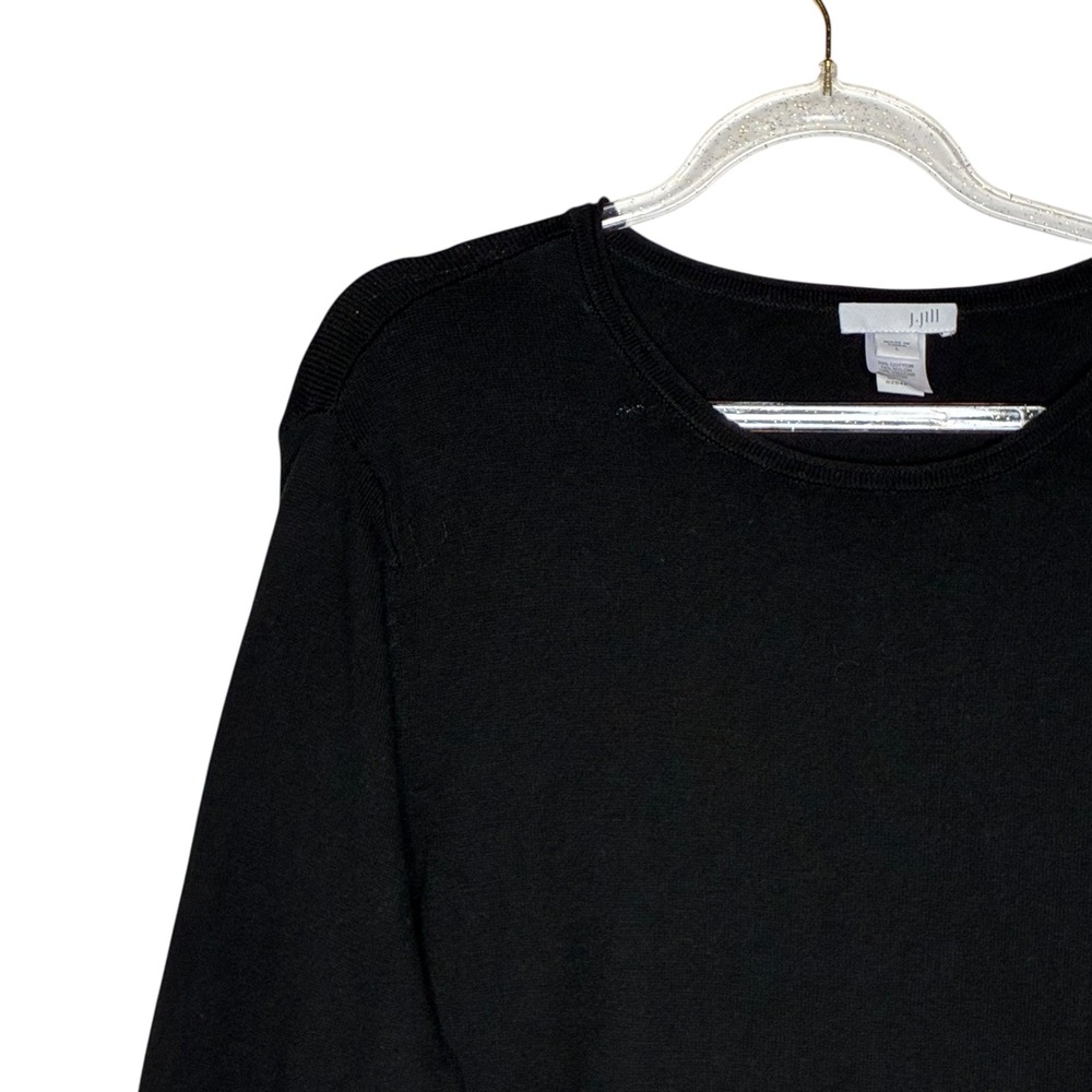 J Jill Womens Large Black Tunic Top Side Snap Minimalist Casual Knit Capsule - Picture 2 of 9
